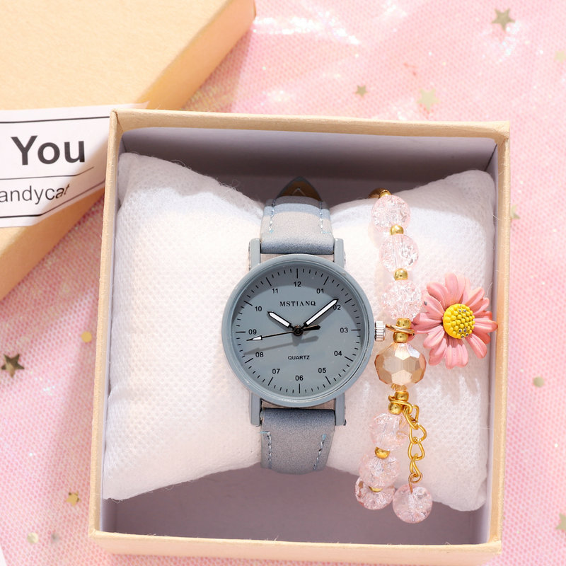 Đồng hồ nữ dây da mini vintage - ảnh 2, hai màu xám và xanh bạc hà đặt cạnh nhau