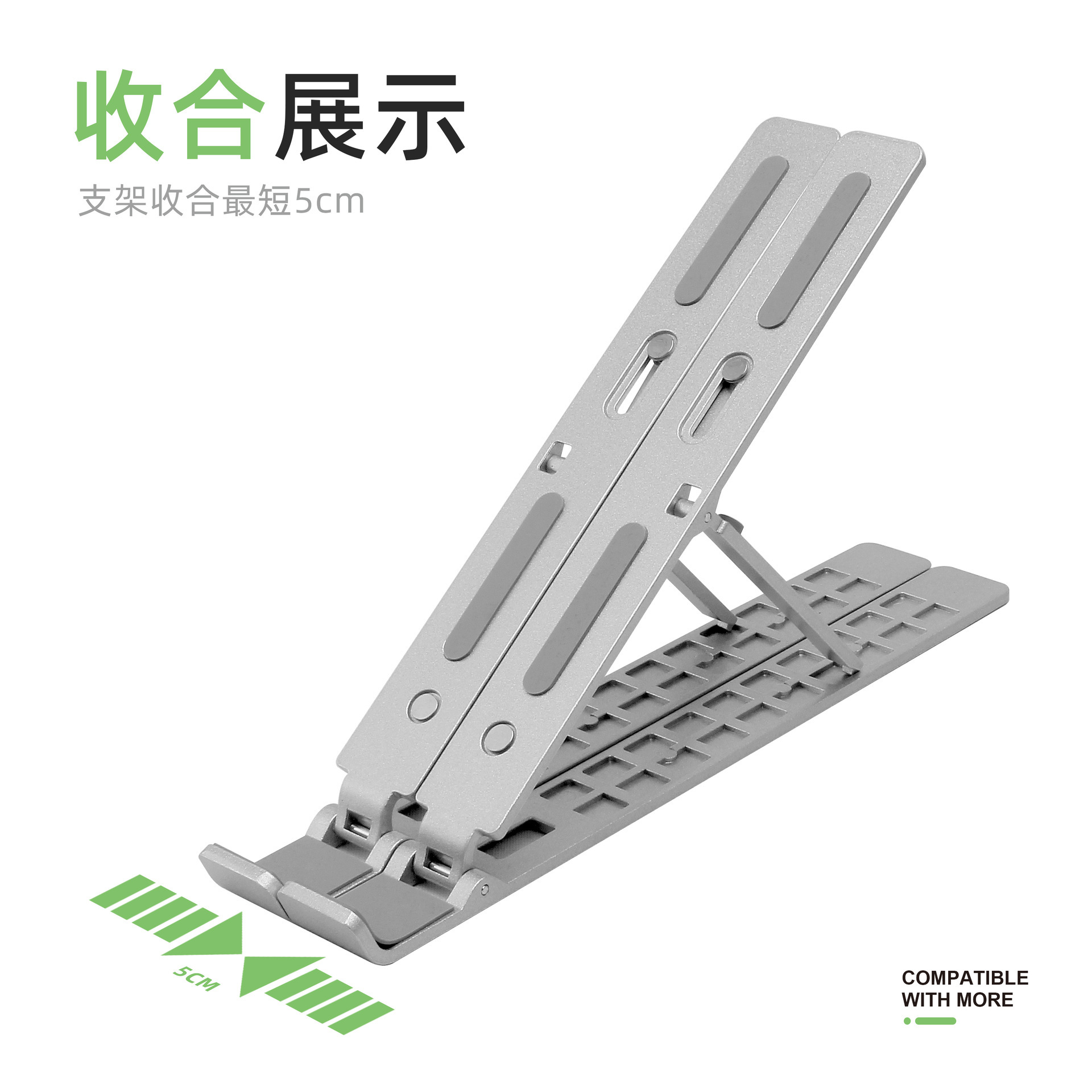 Giá đỡ laptop nhôm gấp gọn — gập phẳng còn 5cm, bỏ vừa balo