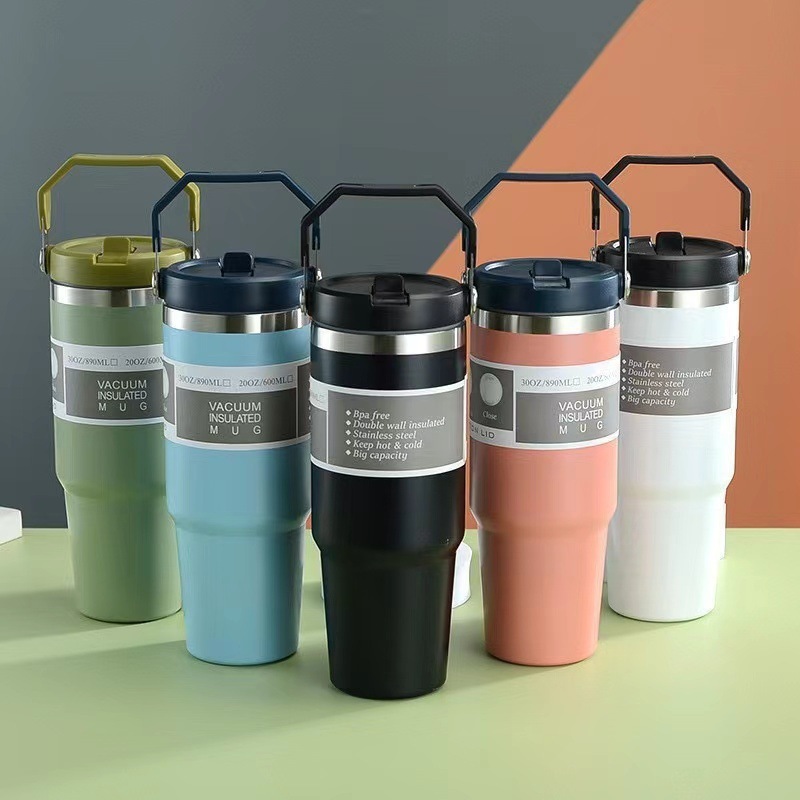 Ly Giữ Nhiệt Quai Xách 900ml Có Ống Hút - ảnh 2