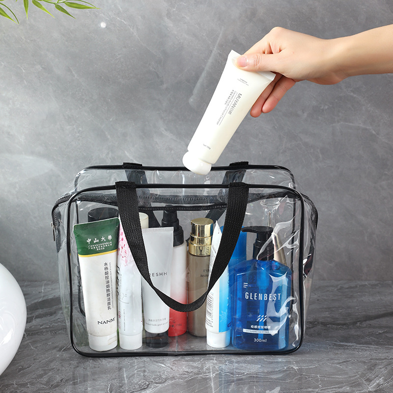 Set 3 túi trong suốt — đựng chai lọ mỹ phẩm, đồ tắm khi đi du lịch