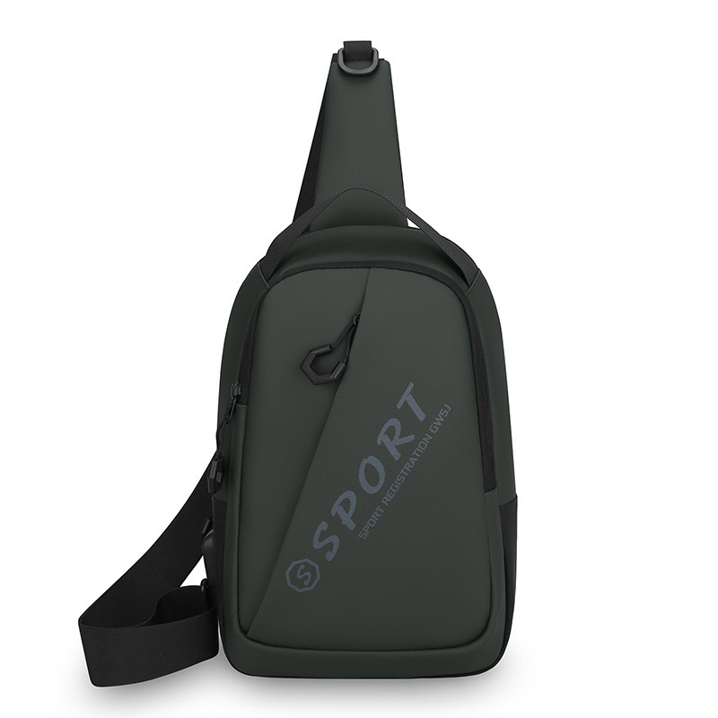 Túi đeo chéo nam cổng sạc USB - ảnh 2, màu xanh rêu